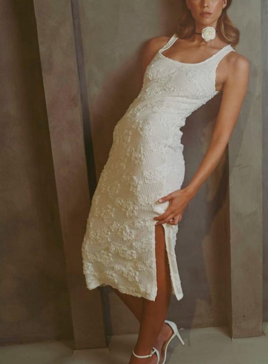 Fitted midi dress.