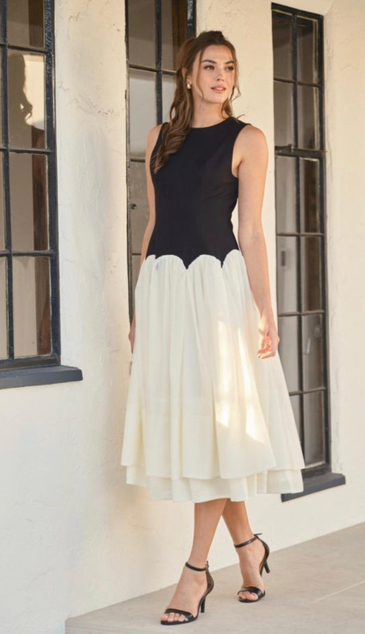 VESTIDO BLANCO Y NEGRO